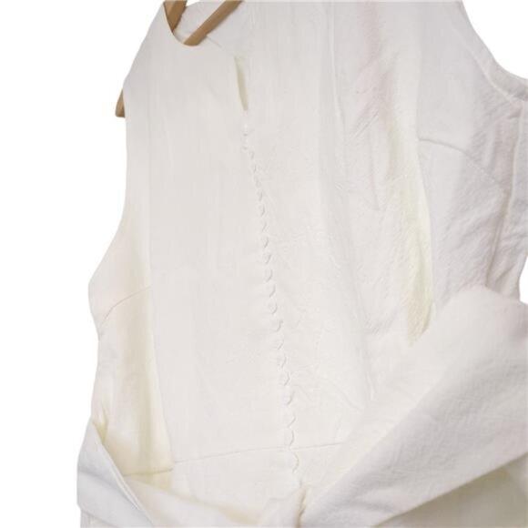 Ladyful Women's V Neck Solid Color Sleeveless Cotton Linen Dress M - Picture 4 of 9